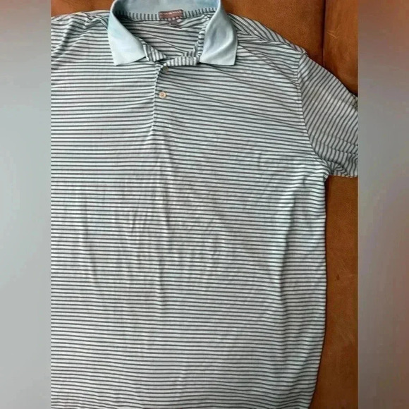 Peter Millar Summer Comfort XL Polo Light Blue Striped - Flawed - Picture 2 of 9